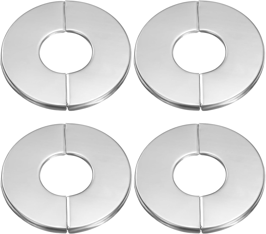 HARFINGTON 4pcs Wall Split Flange 1.02" (26mm) Stainless Steel Round Self-Adhesive Split Flange Pipe Cover Clip-on Escutcheon Collar for Floor Ceiling Bathroom Kitchen Toilet