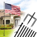 ZMTECH 10 FT Flag Pole in Ground, Heavy Duty Flag Pole Holder for Outside House with 5 Pronges Base, Extra Thick Flag Pole Kit for Yard Outdoor Garden Decor Residential Commerical(1 Pack,without Flag)