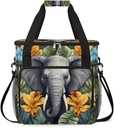 cfpolar Coffee Maker Travel Bag Tropical Flower Elephant Coffee Maker Carrying Case Single Cup Coffee Maker Travel Bag for K-Cup Pods, Travel Mugs, Storage Tote Case with Shoulder Strap,C656