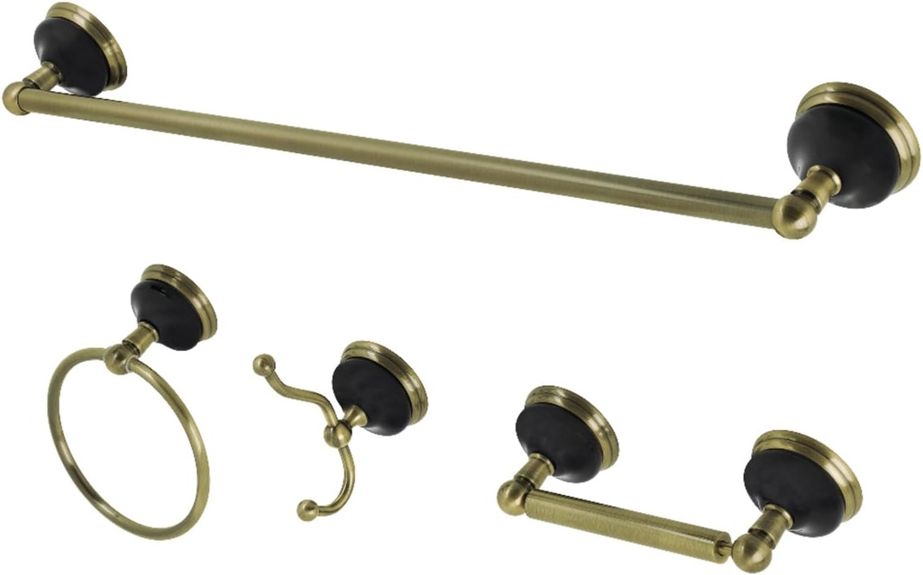 Kingston Brass BAK9111478AB Water Onyx Bathroom Hardware Set, 26.75 x 6.13 x 7.31, Antique Brass