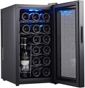 Wine Cooler 18 Bottle Counter Top Wine Cellar Fridge Small Freestanding Constant Humidity Wine Refrigerator Digital Temperature Display Glass Door Black-A Metal Shelves