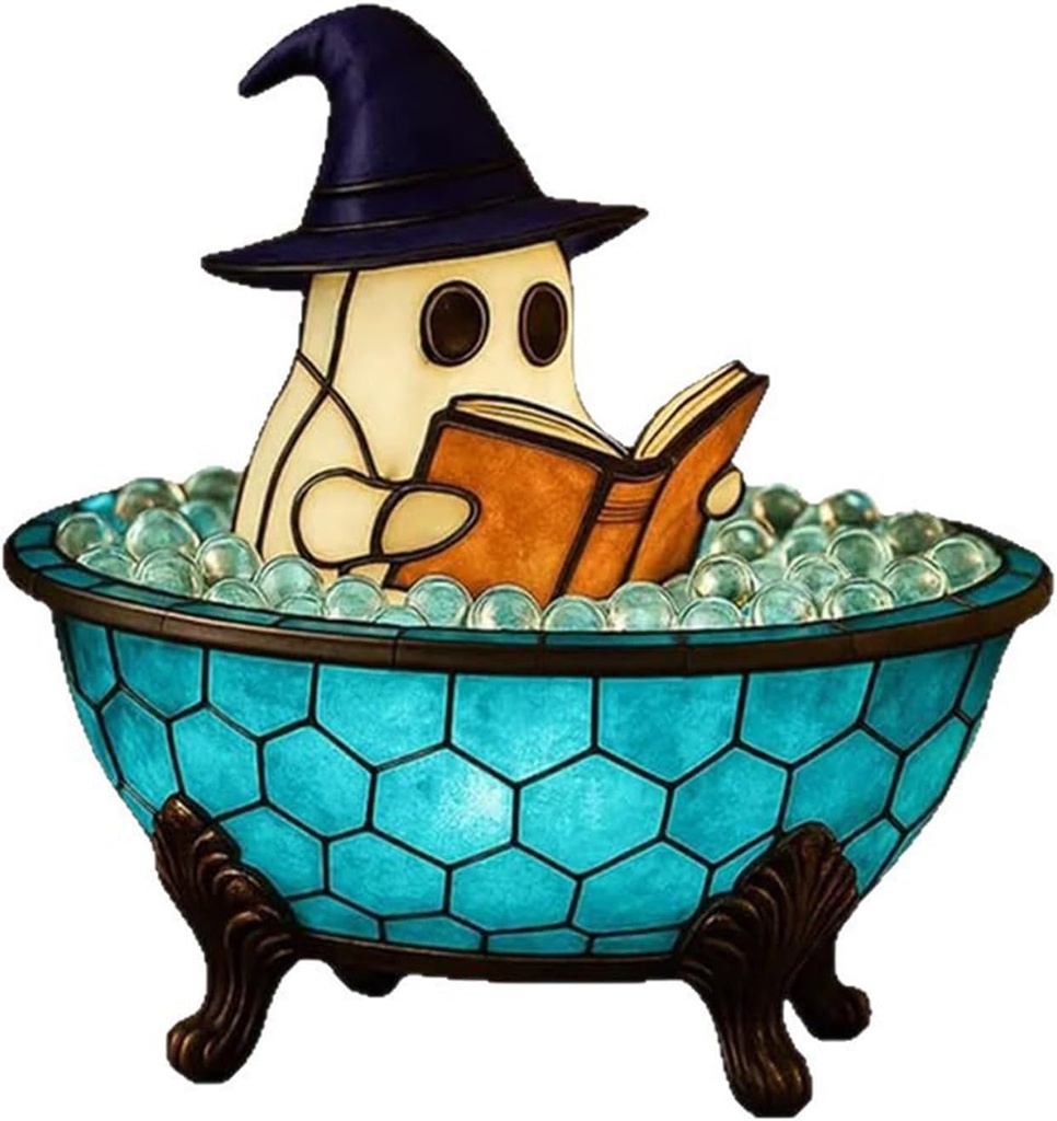 Halloween Ghost Bubble Bath Lamp, Cute Bathtub Ghost USB Night Lights for Bathroom Halloween Decor, Spooky Season Reading Books Nightlight (1 PC)