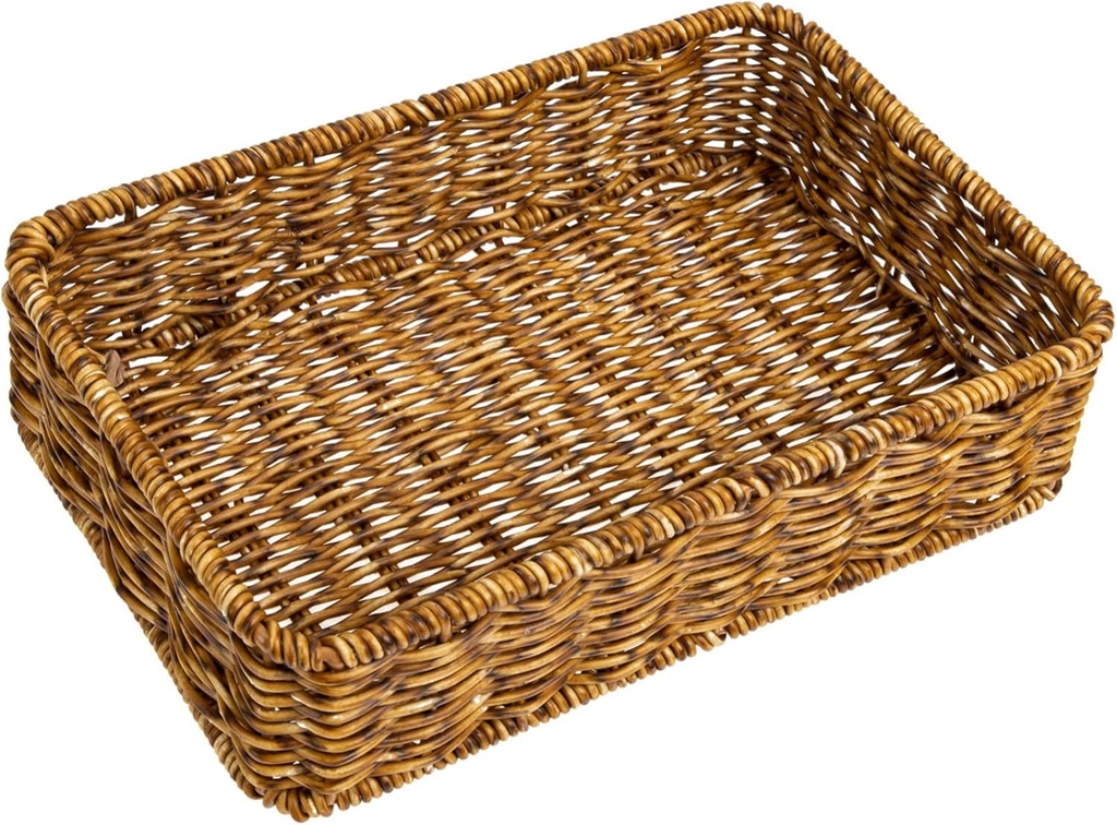 Healifty Woven Storage Basket for Utensils Kitchen Cutlery Organizer Handles Plastic Storage Basket for Home Use for Dining Tables and Kitchen Accessories