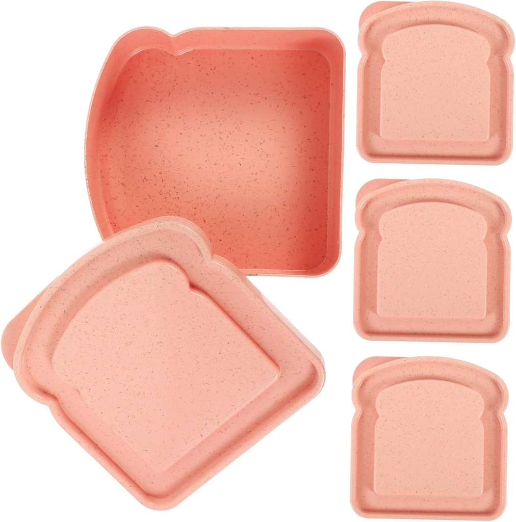 4Pcs Portable Sandwich Containers Leakproof Bread Storage Boxes for Camping and Picnics Food-Grade Plastic Easy to Carry