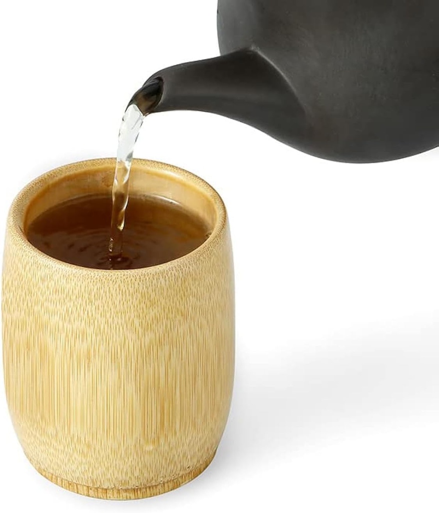 LIZEALUCKY Handmade Bamboo Japanese Tea Cups Beer Mug Sake Table Cup Bamboo Round Coffee Tea Water Cups Ceremony Small Gift (Large)