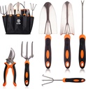 Elevon Gardening Tool Set, Stainless Steel Heavy Duty Gardening Kit with Ergonomic Handles, Durable Gardening Bag, Ideal Gardening Tool Set - Suitable for Men and Women (Orange, 7Piece)