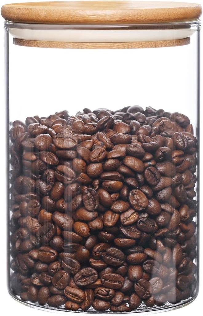 umieo Glass Food Storage Containers with Bamboo Lids Large Glass Food Storage Jars for Coffee Bar Tea Sugar (‎Clear Glass)