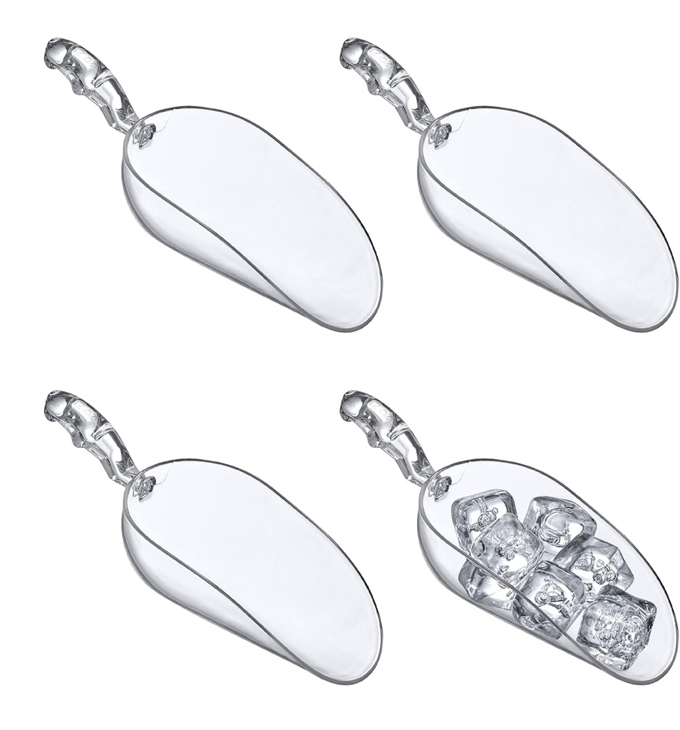 Amazing Abby - Elsa - 12-Ounce Plastic Ice Scoops (Set of 4), Plastic Utility Scoops, BPA-Free, Food-Grade, Shatter-Proof, Good for Kitchen and Restaurant, Perfect for Home and Commercial Use
