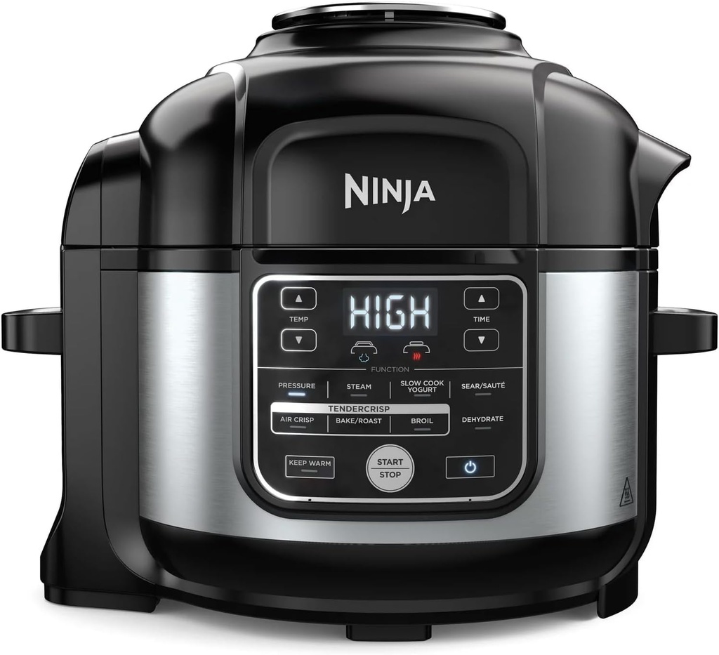 Ninja Foodi OS300 10-in-1 6.5-Quart Pro Pressure Cooker Air Fryer Multicooker, Stainless, Indoor grills wide temperatureCyclonic Grilling Technology 500F, Smoke Control System