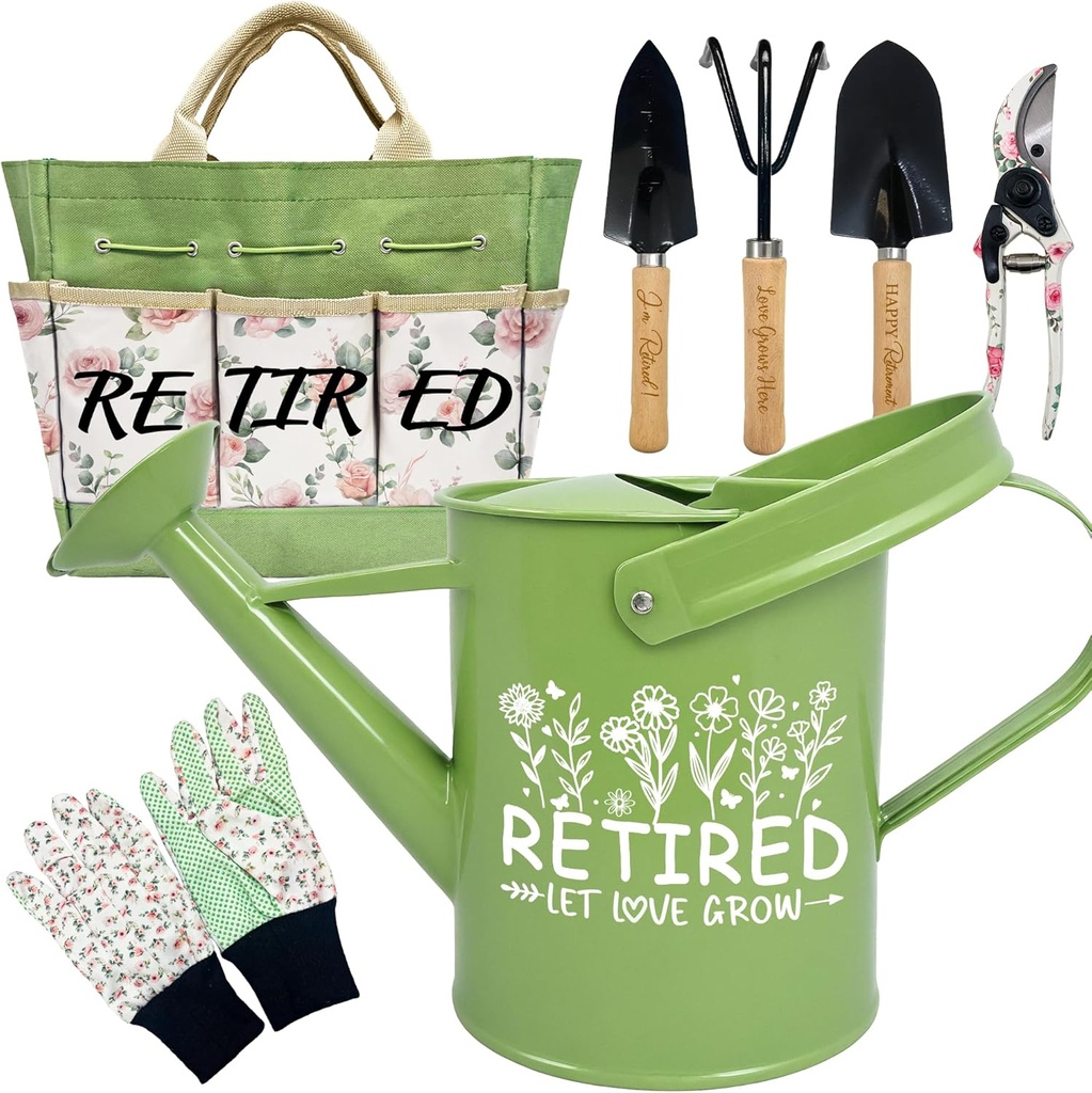 Retirement Gift for Woman, Mothers Day Garden Kit Retirement Gifts Floral Gardening Tool and Durable Garden Tool Organizer Bag, Gardening Set for Grandma/Coworker, Retired Plant Lover Birthday Present