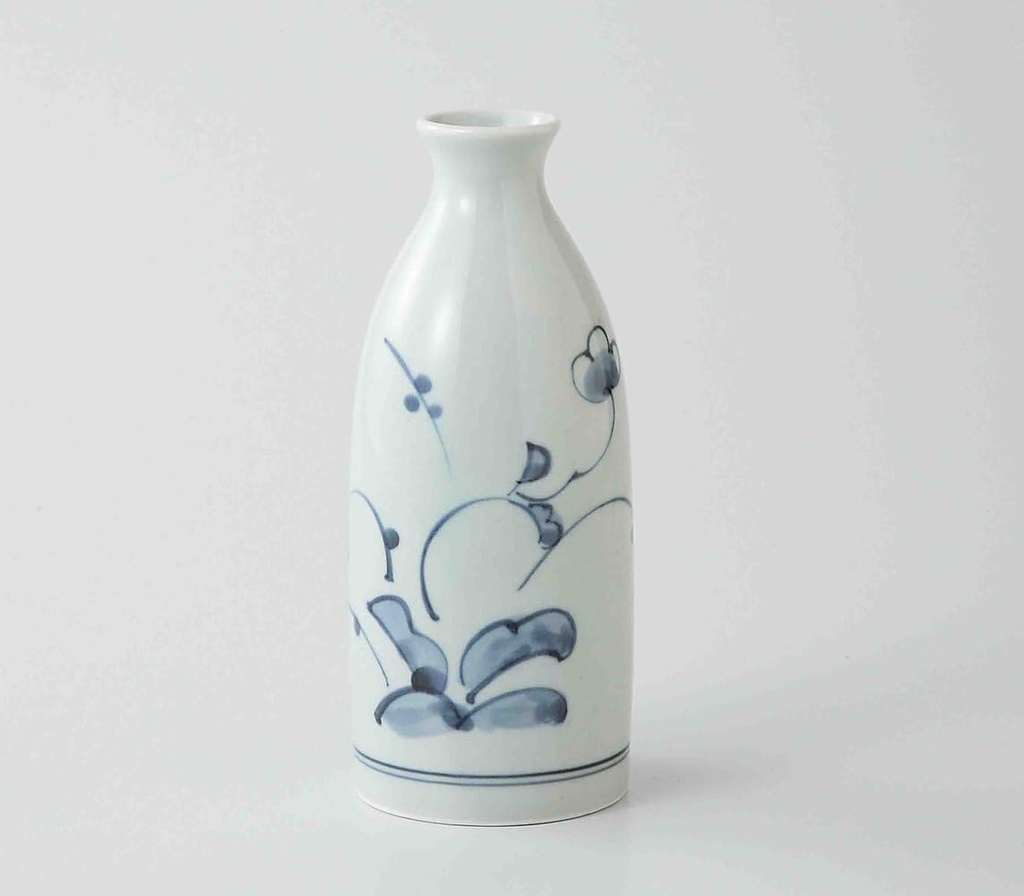 TOKYO MATCHA SELECTION - Sake Bottle & 2 Cups Set : Antique Design Flowers - Japanese Hasami Porcelain [Standard ship by SAL with Tracking number & Insurance]
