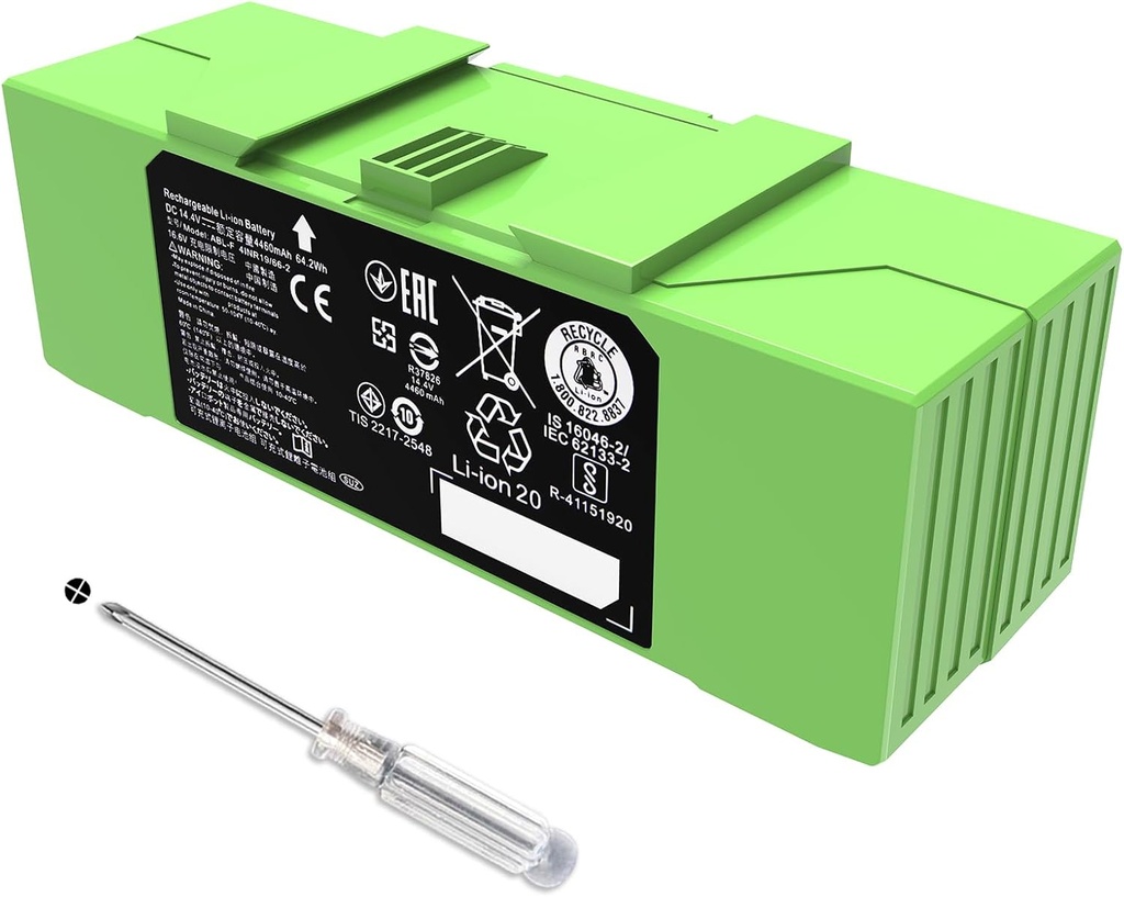ABL-F Battery for iRobot Roomba e and i Series, i7 i7+ j7 j7+ 7150 7550 e5 e6 e5150 e6198 i3 3150 i3+ 3550 i4 4150 i4+ 4552 i6 i8 i8+, Replacement Lithium Ion Battery 14.4V 4460mAh/62.4Wh