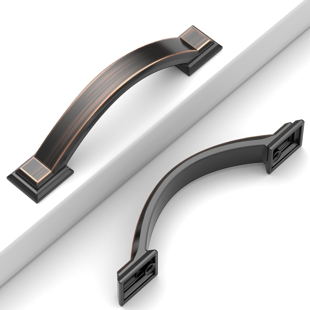 10 Pack Oil Rubbed Bronze Cabinet Pulls 3''(76mm) Hole Centers Hardware for Cabinets, Kitchen Cabinet Handles, Arch Cabinet Handles for Bathroom Dresser Drawer Handles