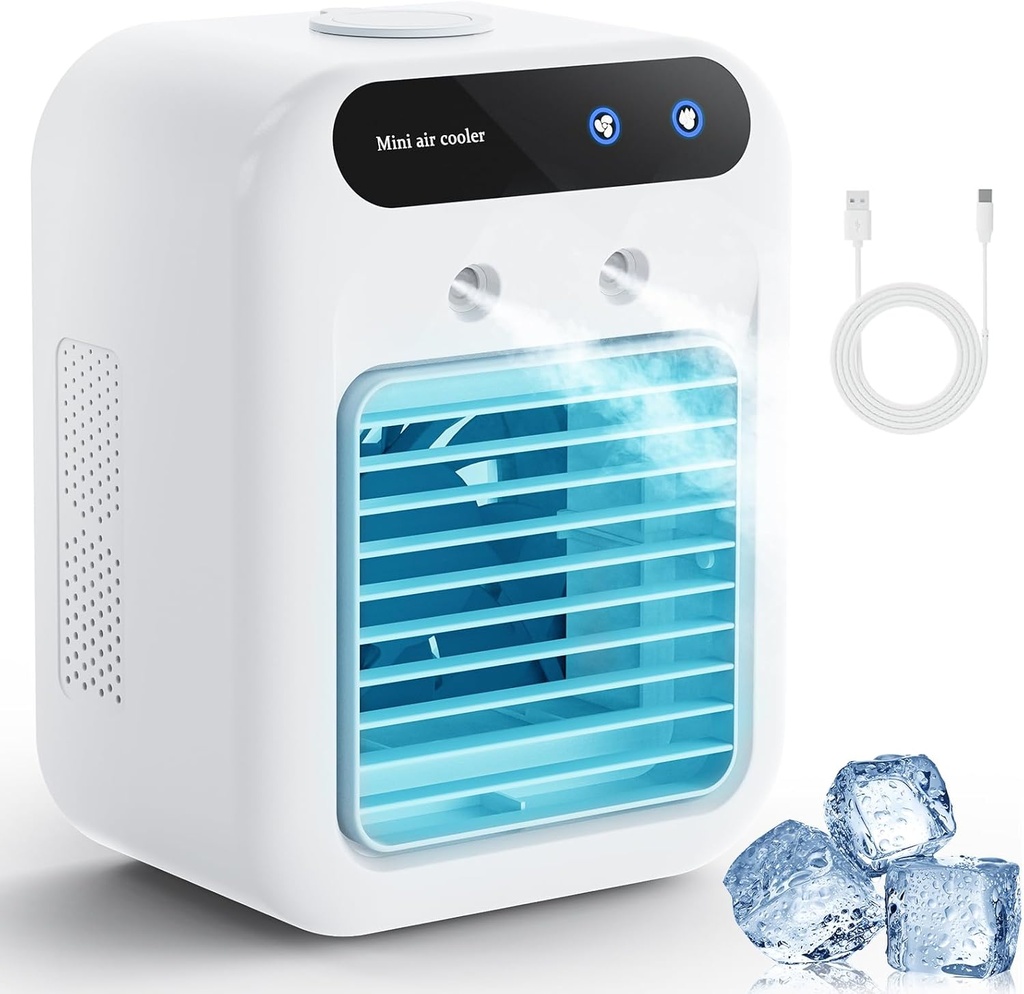 Portable Air Conditioners, Portable Cooling Fan, Quiet Portable AC with Water Tank, Personal Air Conditioner, Evaporative Air Cooler for Room, Bedroom, Office, Camping