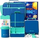 Fimibuke Kids Bento Snack Lunch Box with 4 Compartment, Insulated Bag, Stainless Steel Vacuum Thermos Food Jar, Ice Pack, Utensils Set, Birthday Gift for Age 3-12 Back to School Toddler Girl Boy Adult