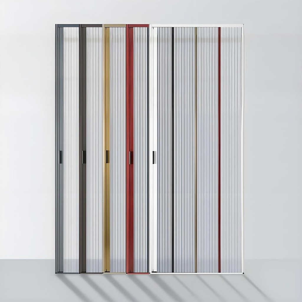 Phantom Retractable Screen Door, Security Screen Doors for Front Door, No-Drilling Sliding Screen Door, Aluminum Mesh Door, Retractable Patio Screen for Easy Installation(Brown)