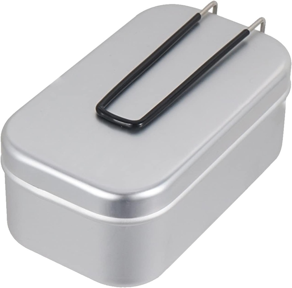 Lunch Box with Folding Handle, Portable Stainless Steel Aluminum Cooking Box for Outdoor Picnic (White 800ML Steaming Rack)