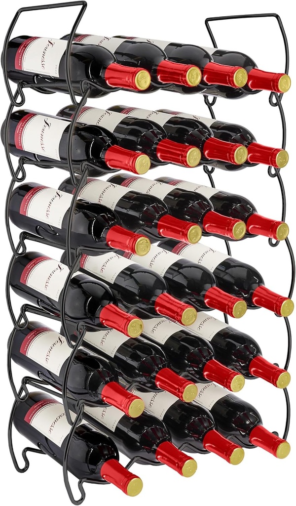 Sorbus 6-Tier Stackable Wine Rack - Classic Style Wine Racks for Bottles - Perfect for Bar, Wine Cellar, Basement, Cabinet, Pantry, etc - Hold 24 Bottles, Metal (Black)