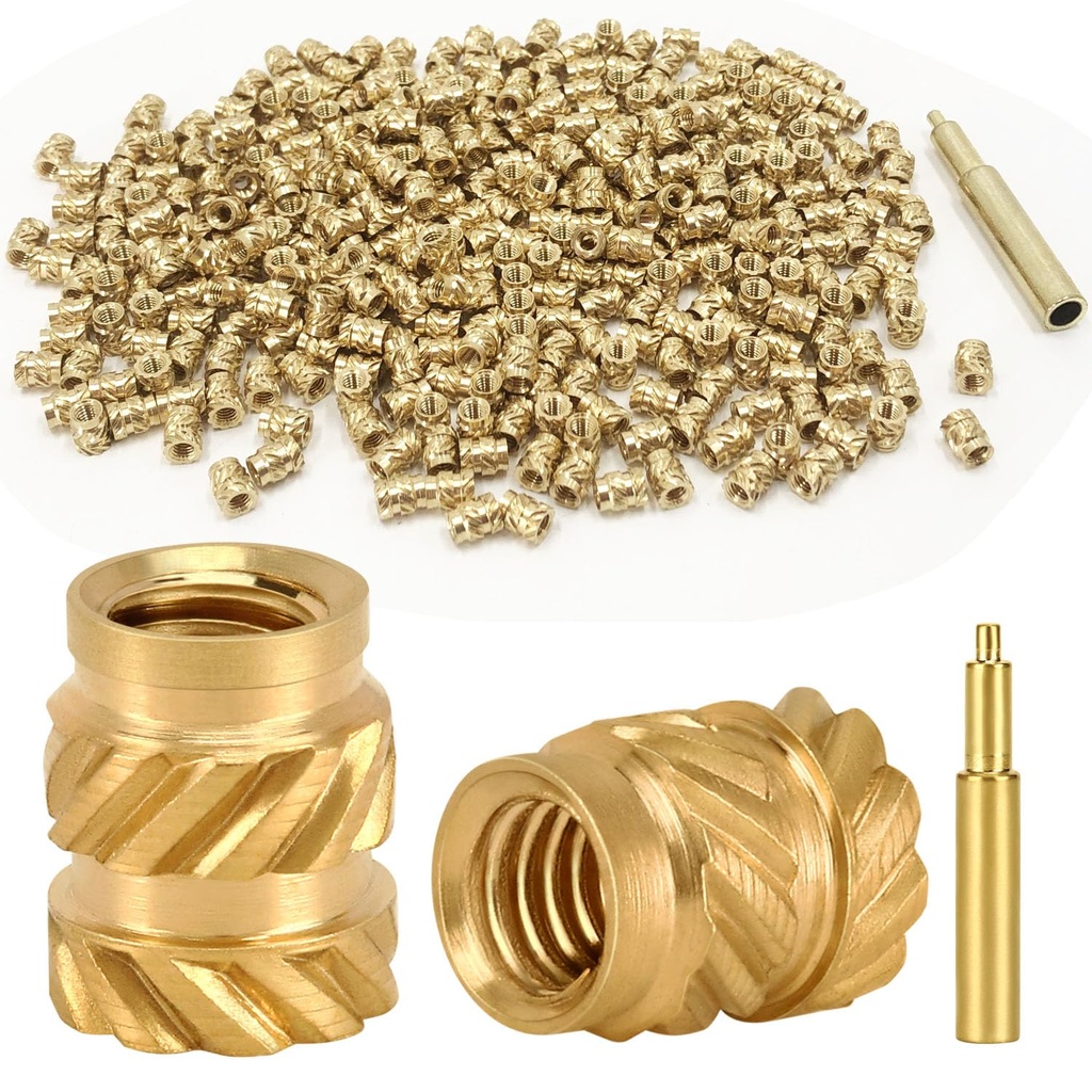 QSJ Threaded Insert 350Pcs M3 x L5.7 x D4.6 Heat Set Nut Brass for Industrial 3D Printing Projects M3 Soldering Iron Tip Included