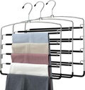 Pants Hangers 3 Pieces,5 Tier Closet Organizers and Storage Clothes Hanger,Hangers Space Saving with Swing Arm,Multiple Metal Hanger Clothes Organization for Pants Trousers Jeans Leggings Slacks