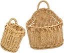2pcs Wall Woven Hanging Basket Set for Kitchen Handcrafted Garlic Ginger Storage Baskets Farmhouse Style Wall Decor for Organizing Fruits Veggies