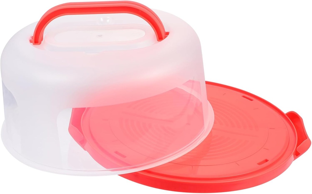 Thickened Reusable Cake Storage Box with Transparent Cover Portable Plastic Packing Container for Birthday Cakes Desserts Cookies and Party Favors in Orange Red