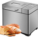 Automatic Bread Maker, Pro Stainless Steel Bread Machine with Nut Dispenser and 15 H Delay Timer, 2 Lb Capacity, 3 Loaf Sizes and 3 Crust Colors Optional, for Bread, Yogurt, Dough Make, Jam