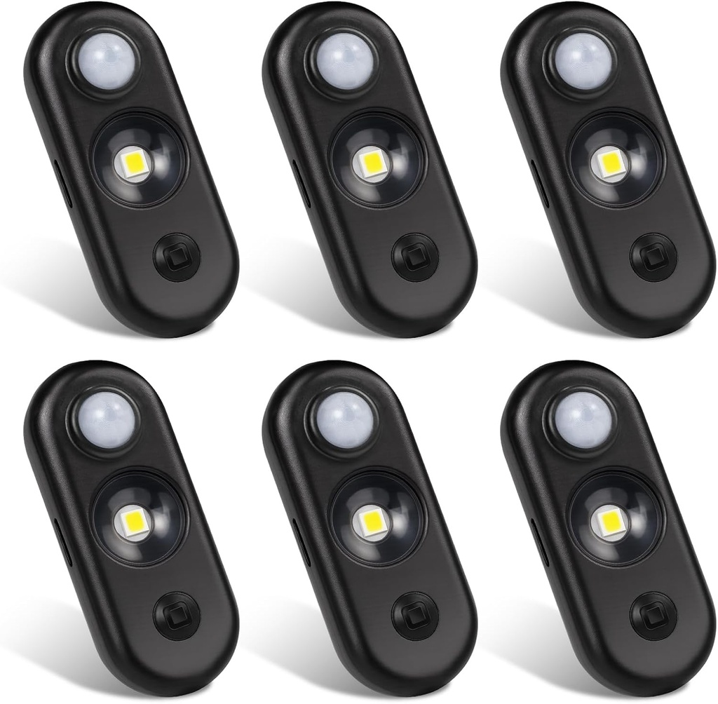 LED Motion Sensor Light Indoor, Magnetic Under Cabinet Lighting Warm White, Black Dimmable Rechargeable Puck Lights for Closet, Kitchen, Stairs(6 Pack)