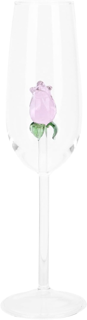 DOITOOL Rose Wine Glass, Crystal Wine Goblet, Red Wine Glass, Flutes Cocktail Cup Drinkware for Wedding Birthday Party Festival