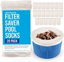 IMPRESA Pool Skimmer Socks - Compatible with Hayward, Pentair & Intex - 20-Pack - Filter Saver Socks - Fits Inground & Above Ground Pool Skimmers