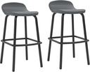 Suncast Outdoor Modern Resin Patio Bar Stools with Footrest, Set of 2 Weather-Resistant Bar-Height Chairs for Patio Bar, Cool Gray, Made in The USA