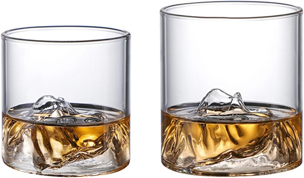 2 PCS Glasses Hidden Mountain Cup Wine Glasses,Household Mugs Cocktail Wine Glass,Crystal Whiskey Glass,Transparent Cup for Home Party,Iced Coffee Cup Glass Cup for Water(Transparent)