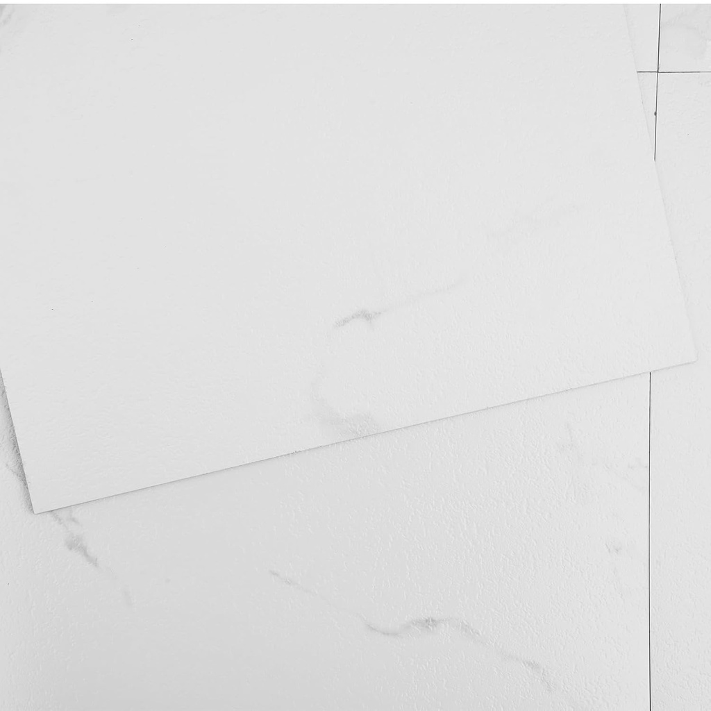 VEVOR Self Adhesive Vinyl Floor Tiles 12 x 12 inch, 50 Tiles 1.5mm Thick Peel & Stick, White Marble Texture DIY Flooring for Kitchen, Dining Room, Bedrooms & Bathrooms, Easy for Home Decor