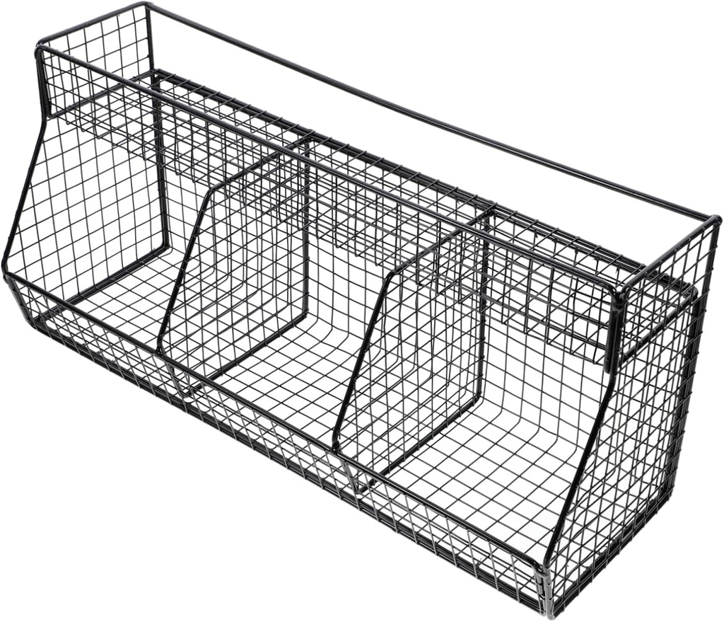 Wall Mount Basket Kitchen Shelves Vegetable Storage Basket Metal Wall Mount for Kitchen Black