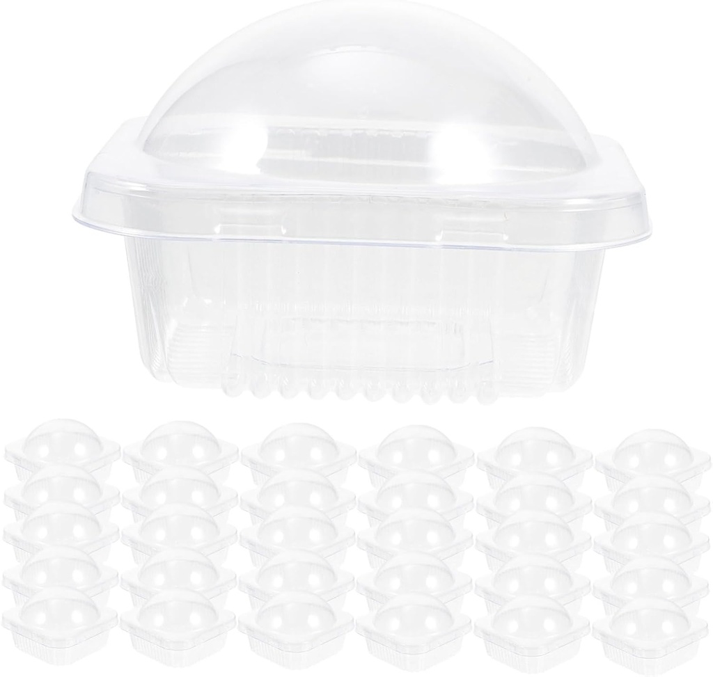 Alipis 50 Pcs Boxes Thickened Transparent Bakery Containers Cake Holders for Cupcakes Desserts Cookies Donuts Food Grade Plastic Safe Packaging Box