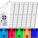 LED Under Cabinet Lighting Wireless, Dimmable LED Closet Light Rechargeable, Remote Control Kitchen Counter Lighting 15 Color Changing RGB Bar Perfect for Bedroom Indoor Pantry Shelf, 6 Pack