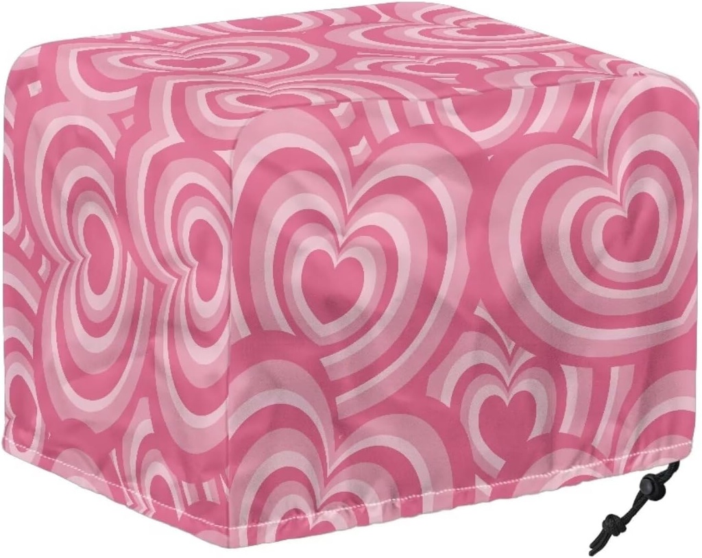 Talayituse Love Heart Print Toaster Cover 4 Slice Wide Slot Bread Maker Cover with Drawstring Design Waterproof Kitchen Small Appliance Covers for Microwave Oven Kitchen Decoration, M