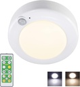 Battery Powered LED Ceiling Light, Indoor Motion Sensor Light with Remote, Cordless Shower Lights, Stick Overhead Light for Ceiling Closet Cabinet Bathroom Hallway Stair Wall Shed