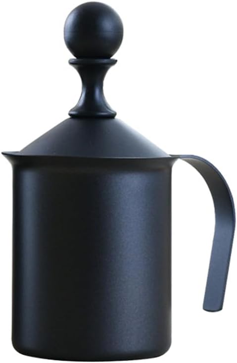 Hemoton Stainless Steel Manual Milk Frother, Double-Layer Milk Foam Maker for Coffee Latte Cappuccino, Easy to Clean Handheld Foamer for Home and Coffee Shop Use,14 Oz (400cc)