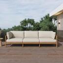 Acanva Modern Outdoor Patio Furniture Set, All-Weather Aluminium Conversation Sectional Sofa with Thick Cushions for Backyard, Garden, Porch, Couch, Beige