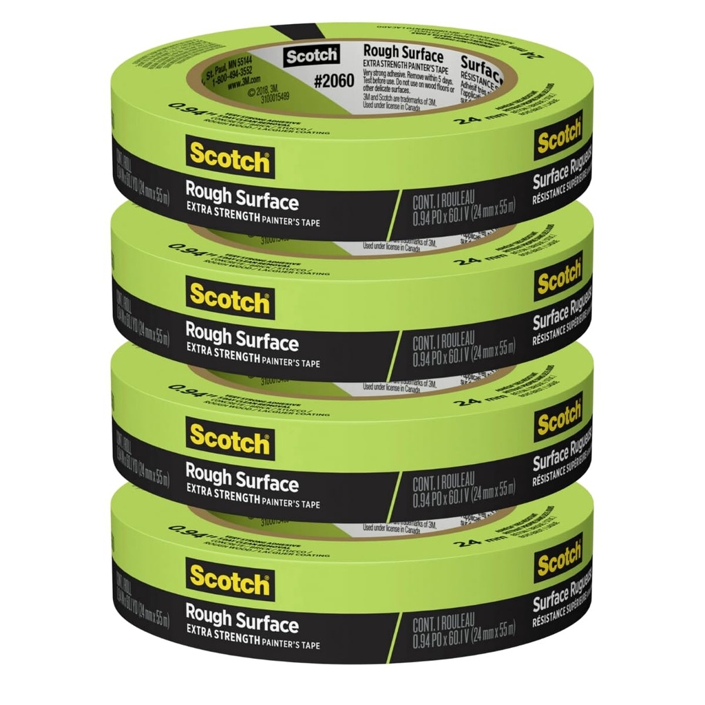 Scotch Painter's Tape 2060-1A 2060 Masking Tape, 1-Inch by 60-Yard, Green, 4 Pack