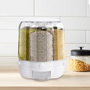 Automatic Rice Dispenser Grain Storage 27LBS,360° rotatable Household Rice Bucket,6-Grid Rice Storage Dry Food/Dried Fruit Food Storage Box