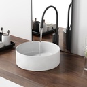 12 Inch Round Bathroom Sink Above Counter, QISHKA Small White Ceramic Vanity Vessel Sink Mini Countertop Bowl Basin for Space-Saving