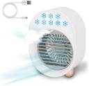 KOCASO 4-in-1 Mini Water Mist Cooling Fan with USB Rechargeable Humidifier: Portable Air Conditioner and Evaporative Air Cooler with 3 Wind Modes and Colorful Lights for Home, Office, and Outdoor Use