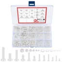 447 Pcs White Nylon Plastic Pan Round Head Screws Bolts and Nuts and Gaskets, Metric Full Threaded Hex Head Screws Bolts and Nuts and Washers Assortment Set - M2/M2.5/M3/M4/M5/M6