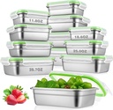 12 Pcs Stainless Steel Food Storage Containers with Plastic Lid Square Airtight Bento Boxes Metal Storage Container Snack Sandwiches Lunch Box for Home Office Picnic Travel Dishwasher Freezer