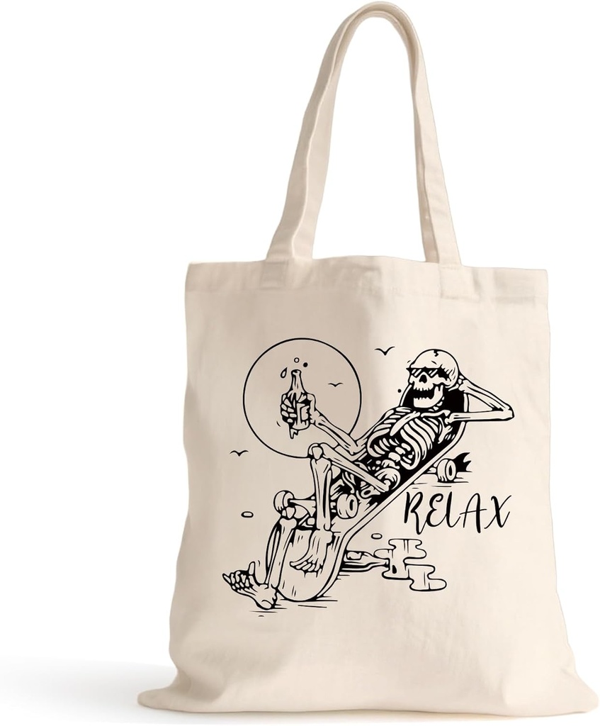 Halloween Goodie Candy Bag Halloween Tote Treat Bag Canvas Cotton Tote Bag Beach Bag Reusable Grocery Bag for Gym Travel Work