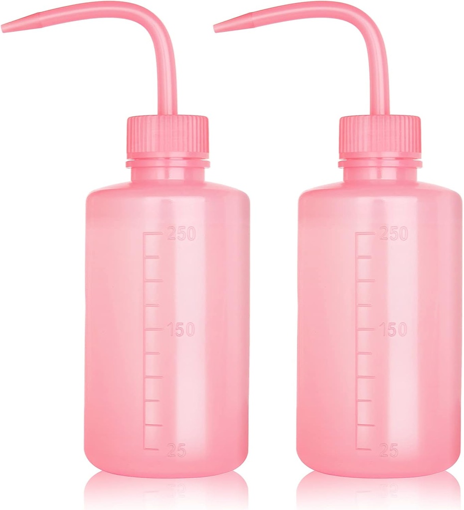 Melphoe Tattoo Wash Bottle Squeeze, 2Pcs 250ml Water Squirt Bottle Succulent Watering, Safety Rinse Watering Tools, Tattoo Supplies, Irrigation Sprinkling Can Wash Plant (Pink)