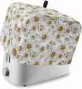 White Daisies Toaster Cover 2 Slice, Kitchen Appliance Covers with Pocket & Loop, Pastoral Farmhouse Botanical Flowers Leaf Polyester Bread Machine Covers Dust & Fingerprint Protection