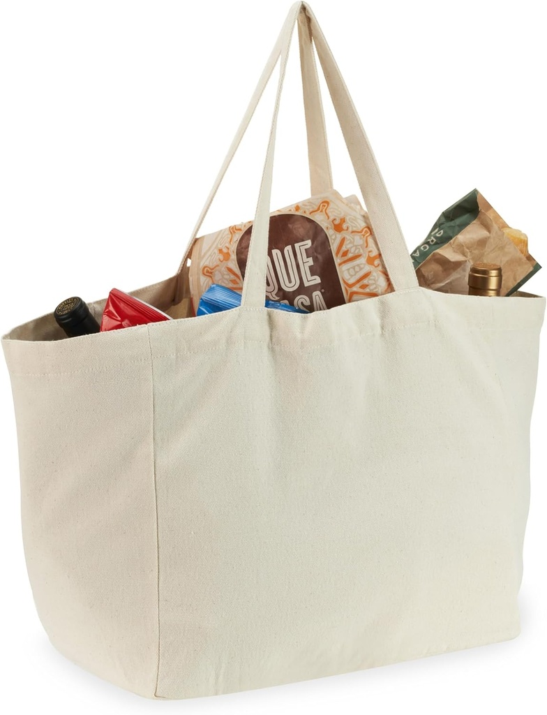 Twine Living Canvas Grocery Tote, Heavy Duty Canvas Totes for Shopping, Farmers Market, and Everyday Use, Reusable Bags with Handles, Foldable Travel Bag and Large Tote Bag for Women, Set of 1